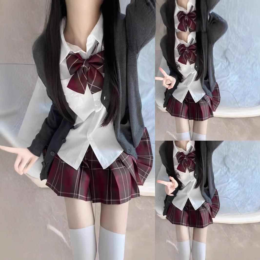 猫看花jk外穿制服毛衣叠穿纯色开衫外套女款慵懒风遮肉甜美针织上
