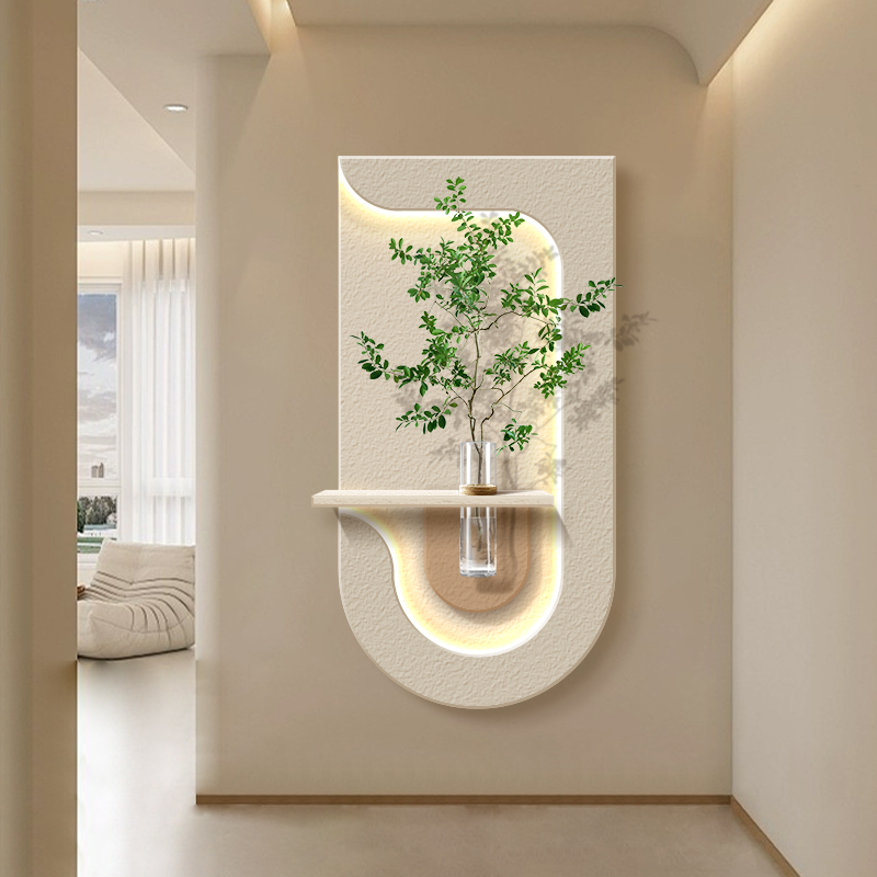 DIY水培绿植砂岩挂画带花瓶3d坚版走廊过道壁灯画入户玄关装饰画