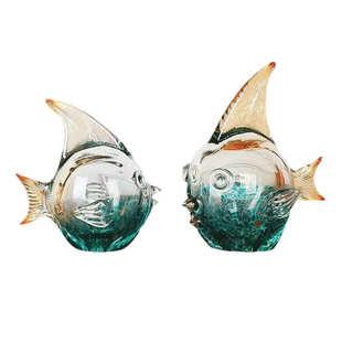琉璃玻璃亲嘴鱼对嘴鱼摆件中式轻奢招财工艺品家居样板房软装饰品