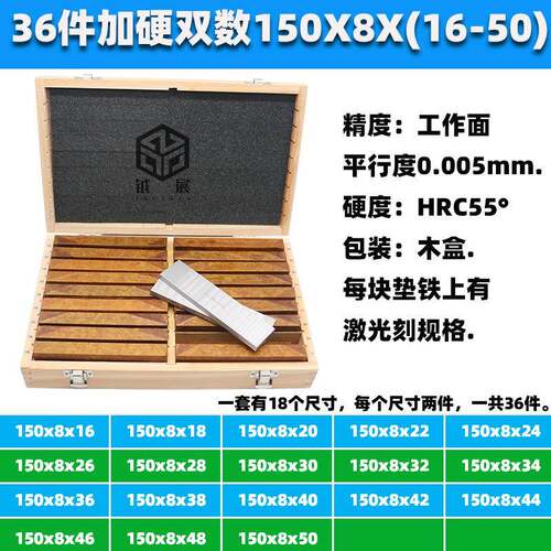 平行垫铁平行板平口钳虎钳平行板等高块等高垫铁36件双数JC-36-0