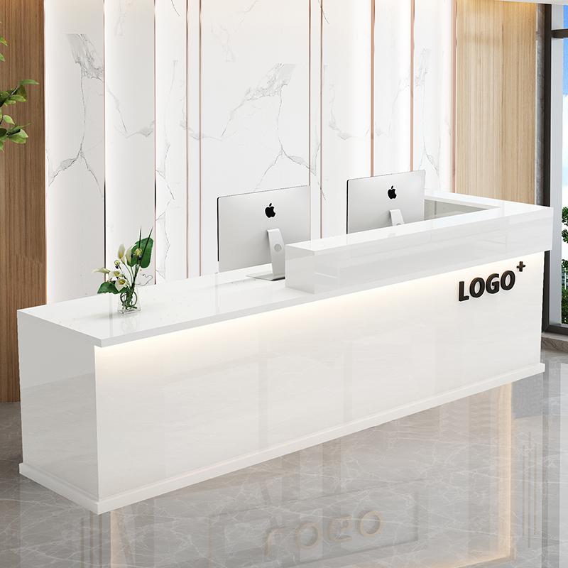 简约现代收银桌美发店服装美甲养生馆便利店铺柜台桌前台桌接待桌