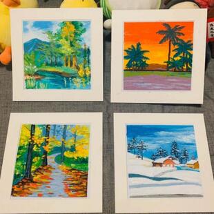 油画棒专用纸油画棒画框10个装 框水彩画卡纸正方形简易小相框保存