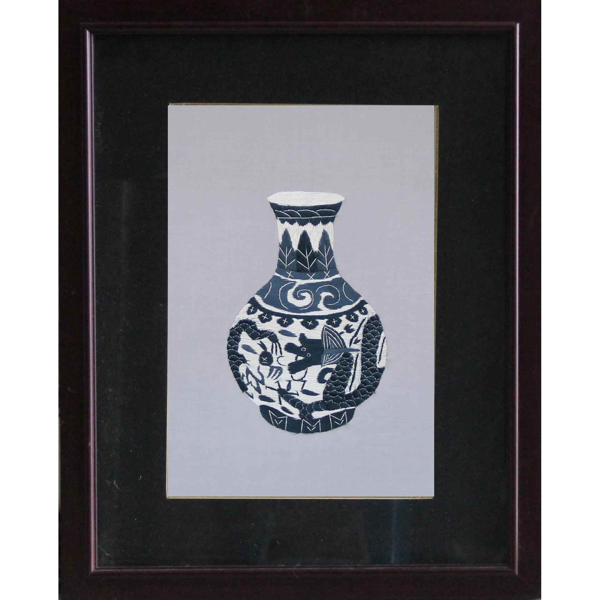 苏绣成品客厅书房走廊装饰画苏州手工刺绣家居挂画花瓶厂家生产