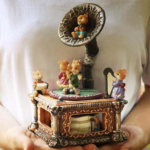 覆古留声机音乐盒古典八音盒送女孩公主女童女友闺蜜生日礼物摆件