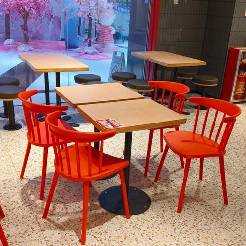 肯德基餐厅桌椅组合汉堡店奶茶小吃甜品店咖啡厅饭店餐桌椅子商用