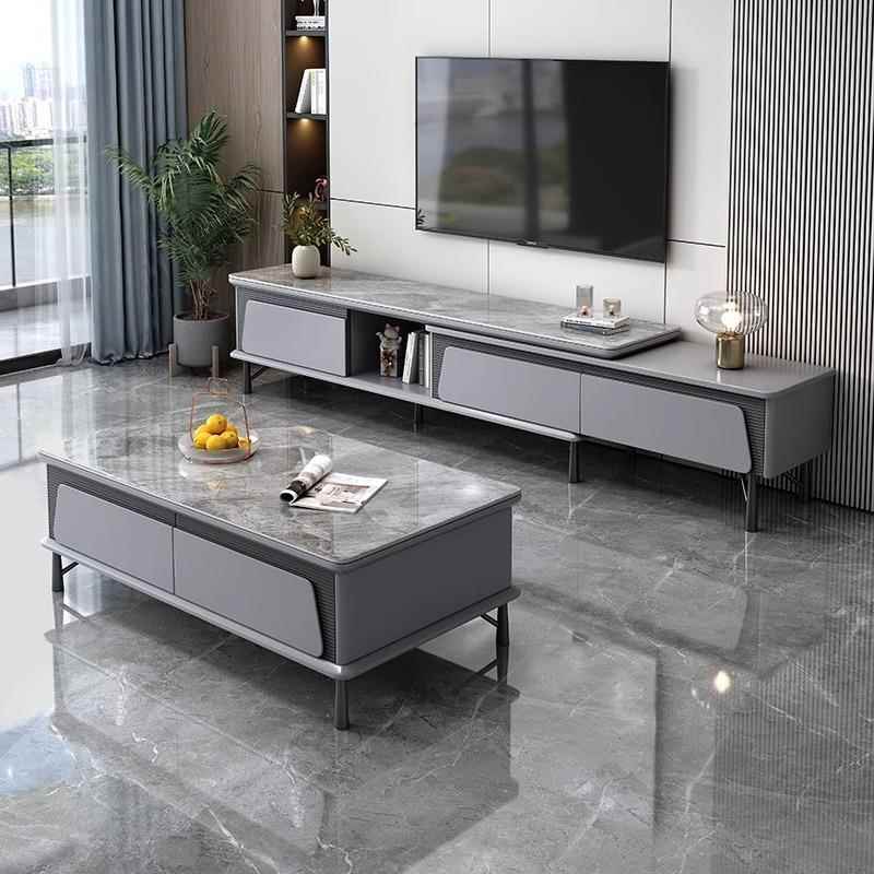 轻灰奢板茶电视柜组YG-2022#合简约现代客厅小户型地台色几实岩木