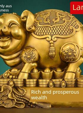 铜猪饰品大型纯黄铜财运猪生肖猪吉祥物客厅办公室金猪储蓄罐大型