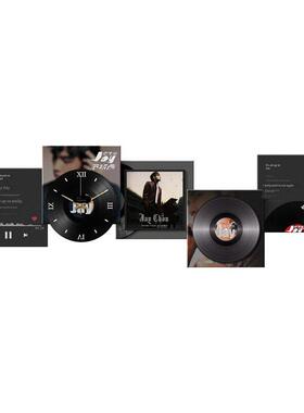 黑胶唱片客厅装饰画带钟表歌曲定制沙发背景墙面diy歌词挂钟挂画