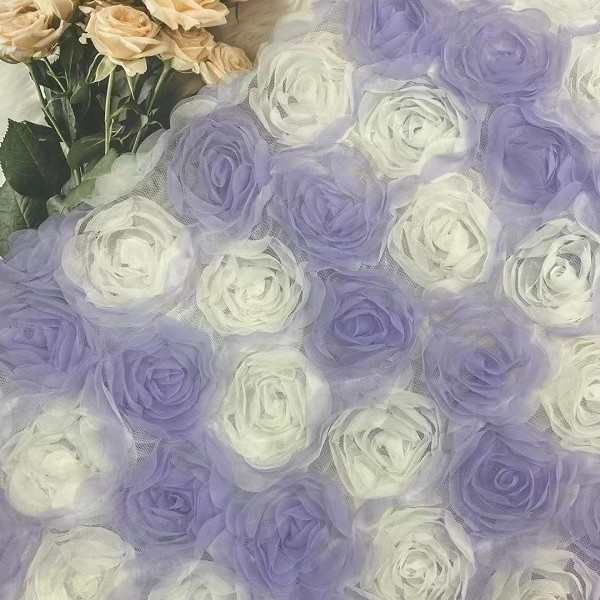 布料 花边玫瑰高档新款色刺绣 厂家直销绣花面料蕾丝立体二钩花