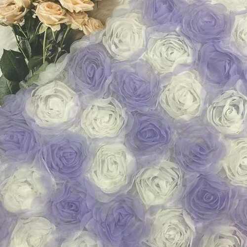 厂家直销 新款高档立体二色玫瑰钩花绣花 蕾丝花边面料 刺绣布料
