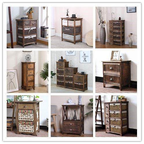 中古风床头柜实木简易小柜子40超窄复古藤编收纳储物柜新中式斗柜,住宅家具,床头柜,淘宝优惠券,粉丝福利购,淘宝优惠卷