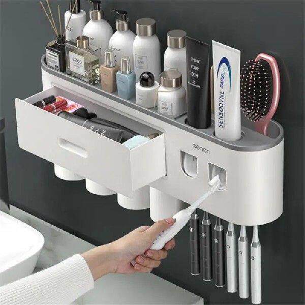 Magnetic Adsorption Toothbrush Holder 4Cups Waterproof