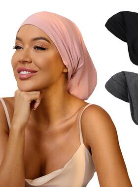 Large women's long tail nightcap, double-layer color Ding