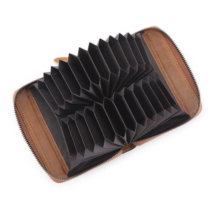 外贸男女士真皮rfid防盗刷风琴卡包多卡位头层牛皮拉链包护照钱包