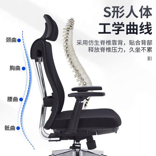 人体工学椅职员会议办公椅家用网椅电脑椅旋转可躺脚踏升降午休椅