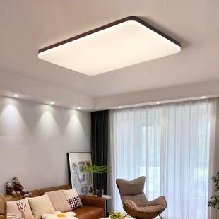 超薄led吸顶古642灯新中式 客厅灯简约现实代大气木灯胡桃色复卧室