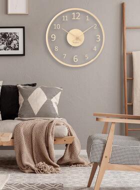 MJK钟表实木玻璃挂钟客厅家用时尚简约时钟挂墙轻奢北欧创意装饰