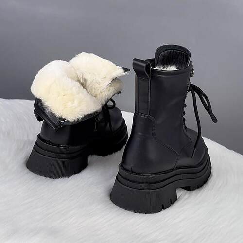 潮牌真皮羊毛雪地靴女冬季加绒加厚2025新款皮毛一体东北厚底棉鞋