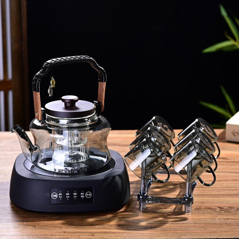 围炉煮茶壶提梁壶玻璃茶壶蒸煮一体壶高硼硅玻璃茶壶茶具套装