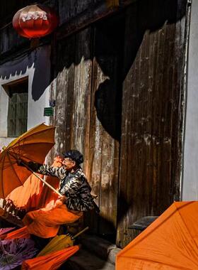 油布伞防雨老式伞道具摄影装饰油纸伞防雨艺术纯手工伞竹木伞萍润