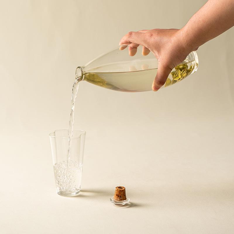 新中式萃玻璃瓶冷凉水容壶硼硅茶高壶小量煮86070茶花茶果茶壶泡