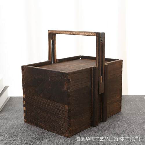 木质收纳盒抽拉式端午礼品盒木质中秋节中式手提盒木盒包装盒