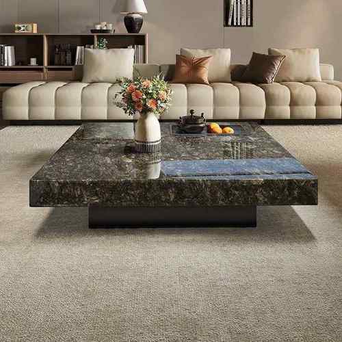 进口天然奢石铂金钻盒子茶几现代简约别墅客厅高端正方形悬浮茶几