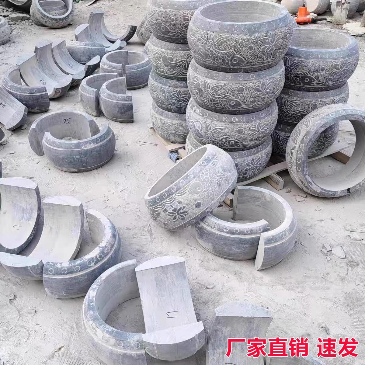 青石柱墩门口柱脚空心柱皮石头圆墩凳柱柱墩石石墩子路障顶石庭院