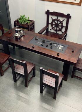 老木茶桌椅组合纯木小茶几功夫泡实茶台用家茶桌一体一整套实PAA