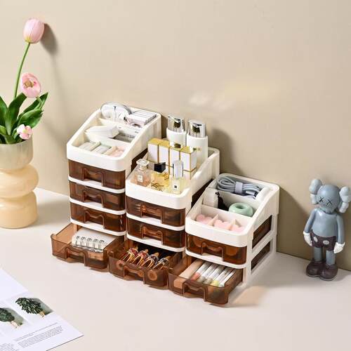 Multi-style small drawer-type desktop cosmetic storage box,