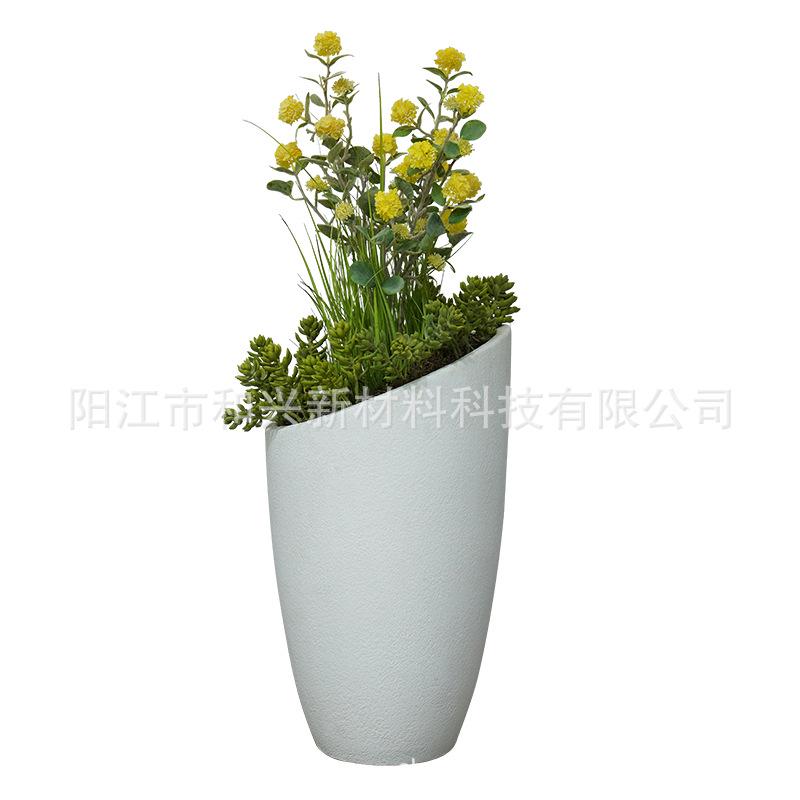 水泥玻璃钢斜户外落地大号绿花瓶简约盆栽厂家花盆植口室内定制