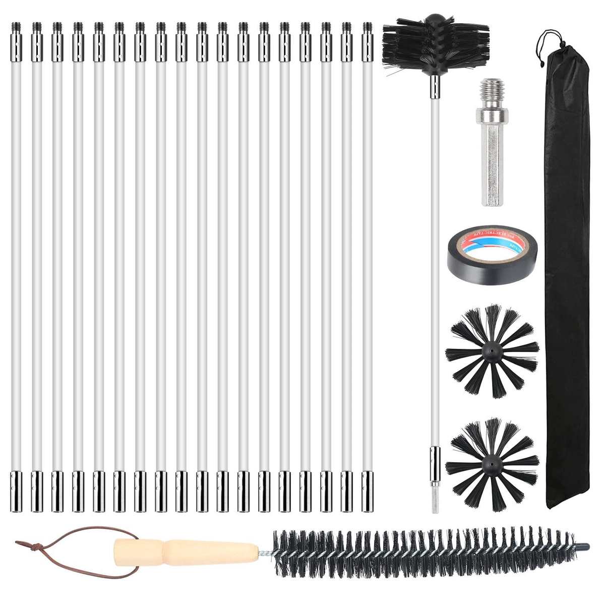 尼龙锅炉烘干机弯曲套装清洁机工业刷清洁烟囱旋转刷管道可风管刷