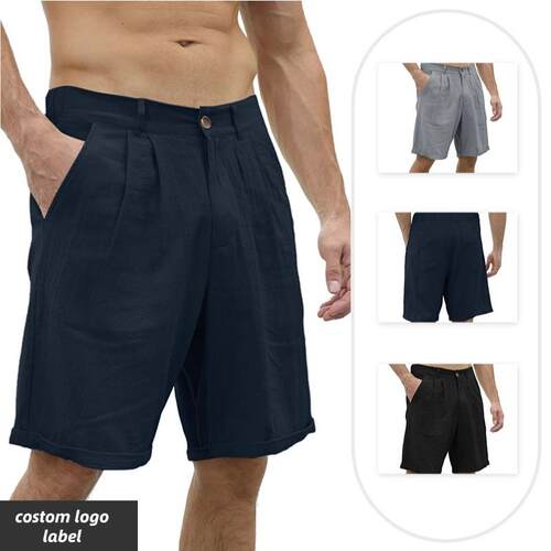 Men's cotton and linen shorts, outdoor moisture wicking
