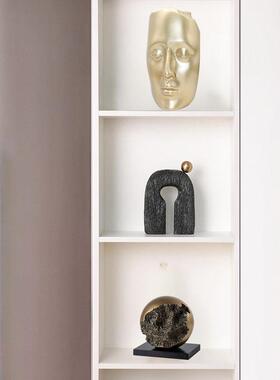 现代简约抽象艺术木纹树脂摆饰样板间电视柜创意家居软装饰品