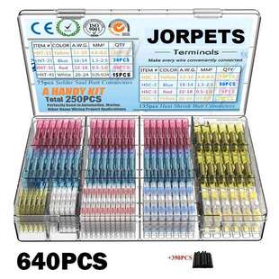 640pcs热缩端子焊锡环热缩中接管组合接线端子盒装