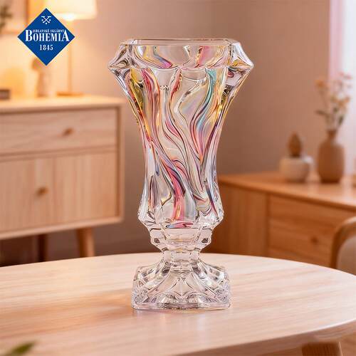 捷克进口BOHEMIA幻彩水晶玻璃花瓶插花花器高档家居创意摆件送礼
