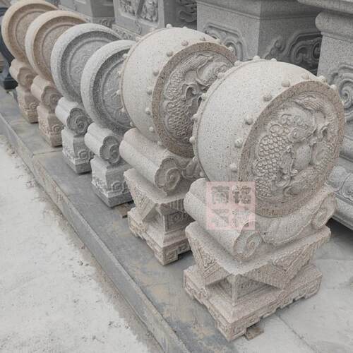 门墩抱鼓石石雕一对 小象做旧门墩石鼓 家用祠堂青石圆鼓石墩摆件
