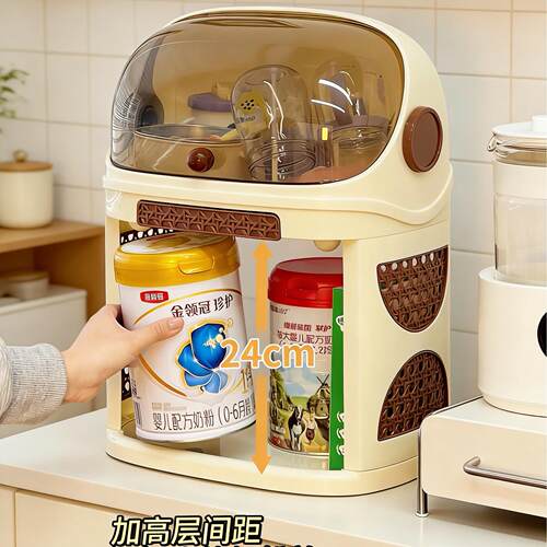 奶瓶收纳盒杯子置物架宝宝辅食餐具碗筷沥水架防尘防霉多层整理盒