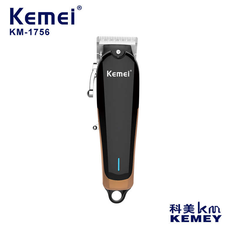 跨境科美电推剪KM-1756大功率刀头可调节USB充电理发器雕刻推剪