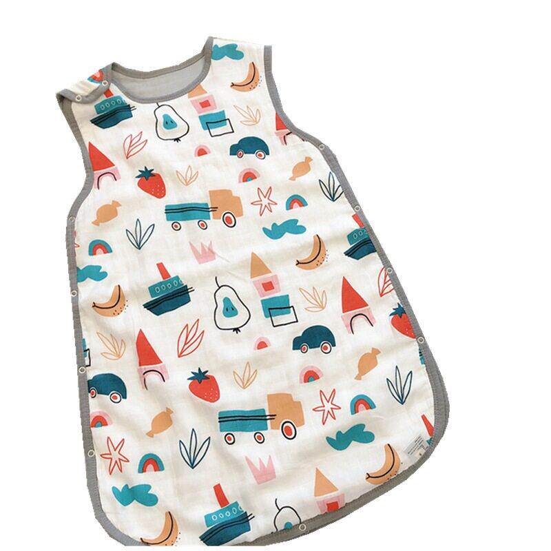 男女宝宝竹棉纱布背心式睡袋婴幼儿童春秋冬季马甲防踢被无袖睡袍