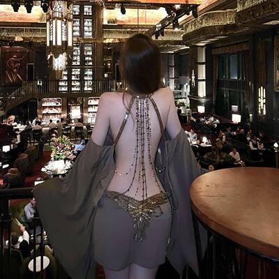 OUTFlT STUDIO 欧美辣妹风挂颈露背金属饰片洋装女氛围感显瘦
