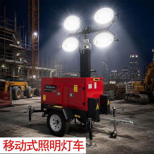 牵引式移动灯塔液压升降9米拖车式照明灯车light tower