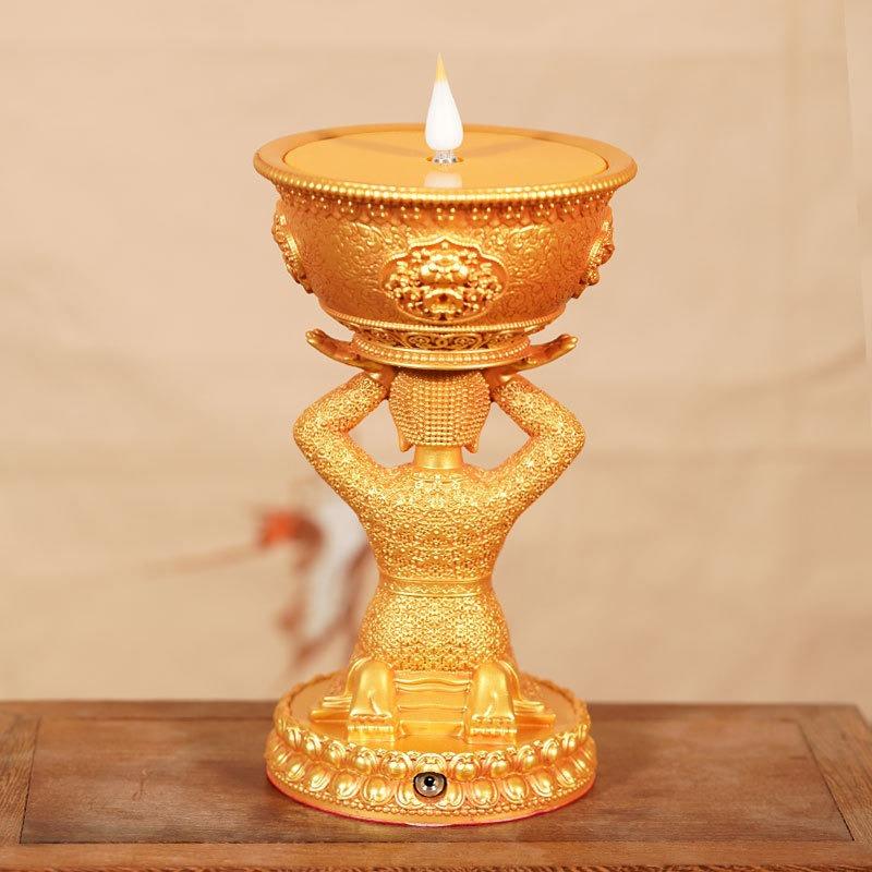 充电藏式LED电子酥油灯莲花佛前供灯仿真火苗油灯佛供灯