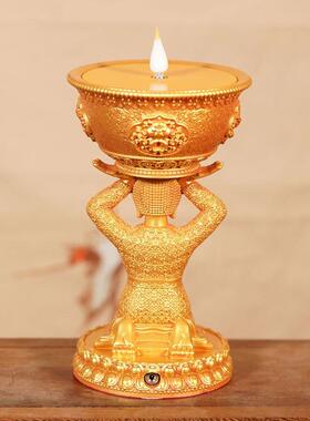 充电藏式LED电子酥油灯莲花佛前供灯仿真火苗油灯佛供灯