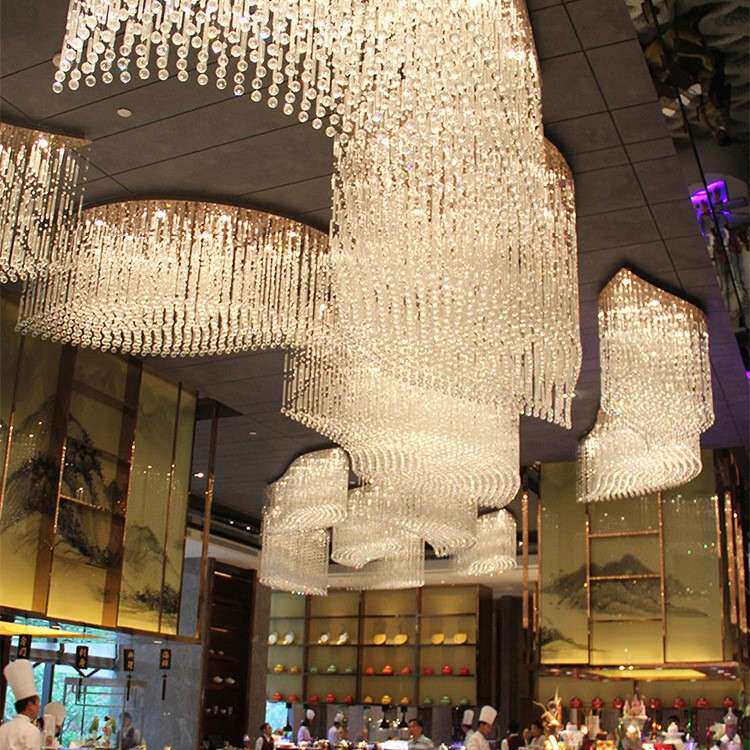 酒店大堂灯具大型商场售楼部水滴玻璃水晶灯非标工程吊灯创意装饰