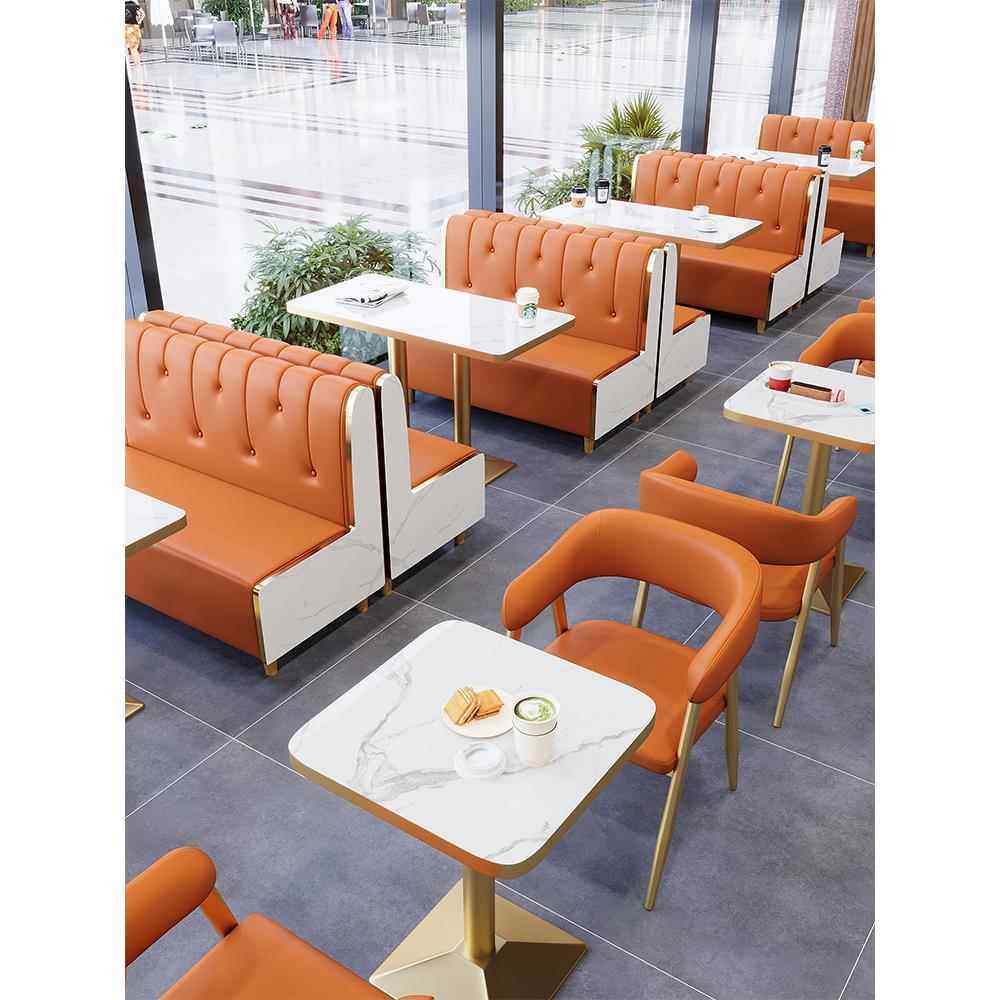 网红奶茶店桌椅组合甜品小吃汉堡火锅店餐厅卡座沙发商用餐饮家具