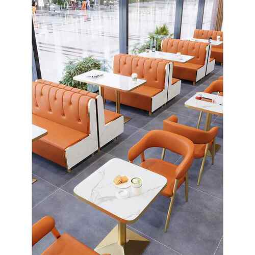 网红奶茶店桌椅组合甜品小吃汉堡火锅店餐厅卡座沙发商用餐饮家具