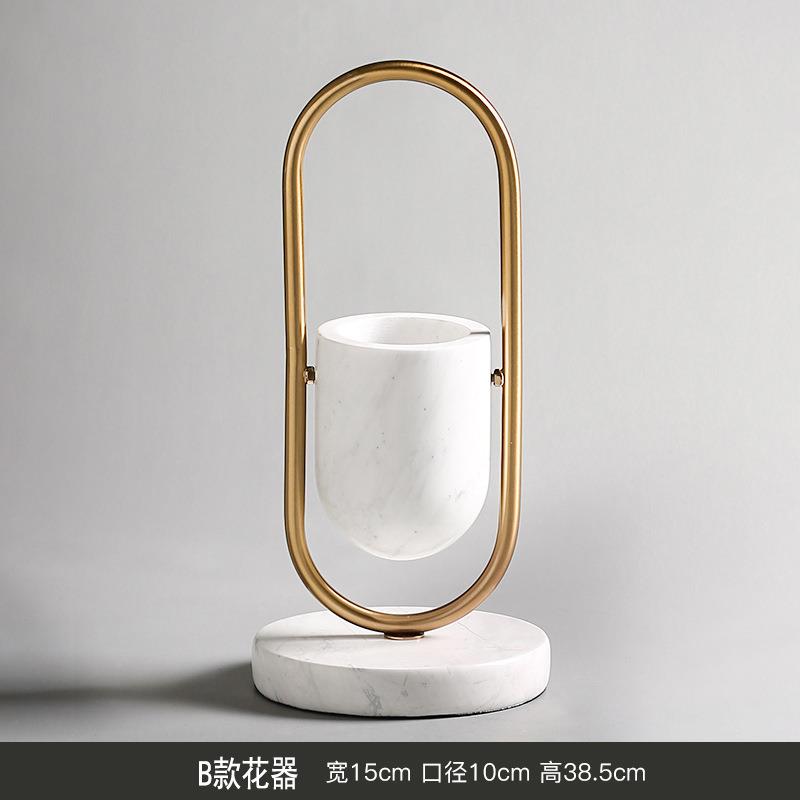 简约现代大理石圆形花瓶欧式客厅茶几软装饰品北欧电视柜摆件