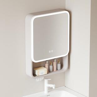 太空铝圆弧浴室镜柜智能镜箱灯光储物柜卫生间挂墙式镜子带梳妆镜