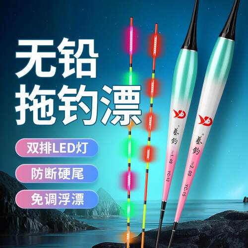 艺钓无铅漂LED夜光漂咬钩变色青鱼大物跑铅漂鲫鲤硬尾电子拖钓漂